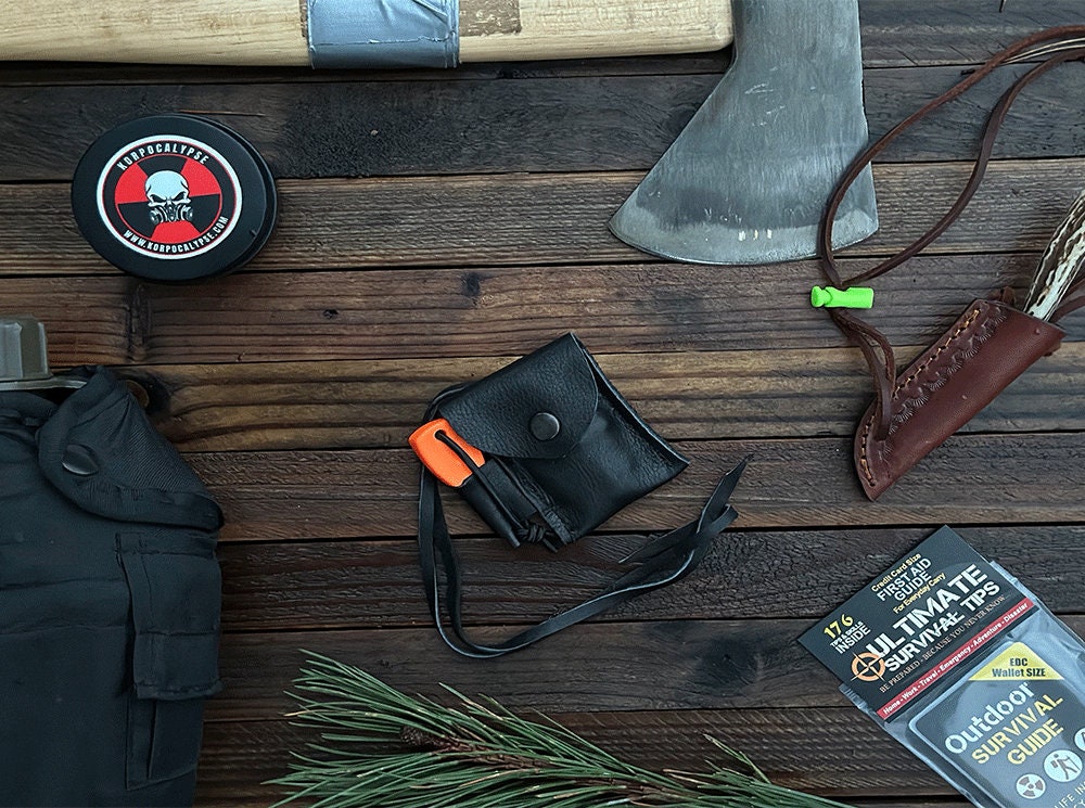 Leather Medicine bag with striker