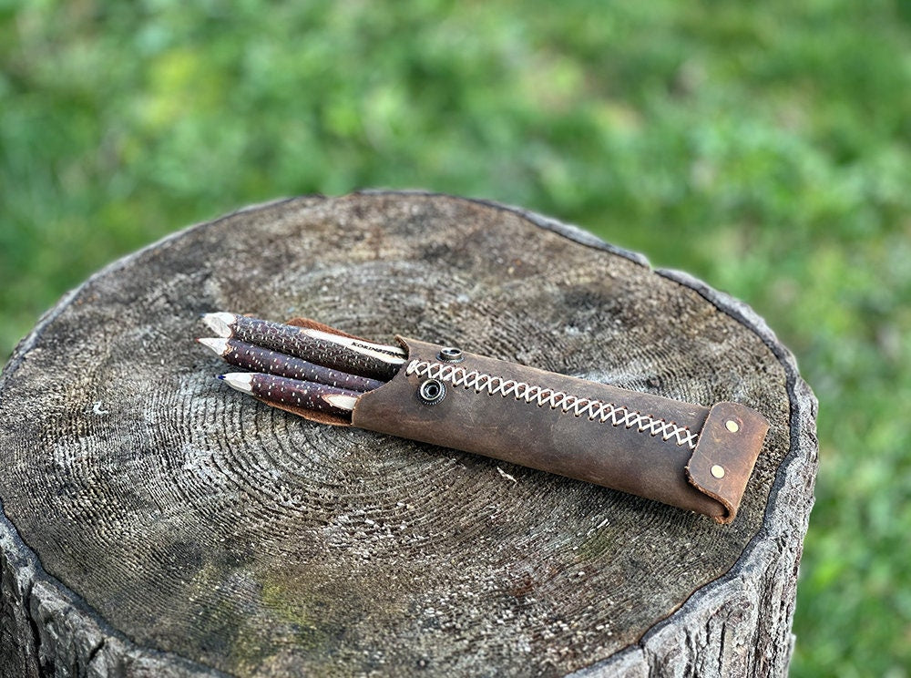 Custom made pencil case with three colored pencils