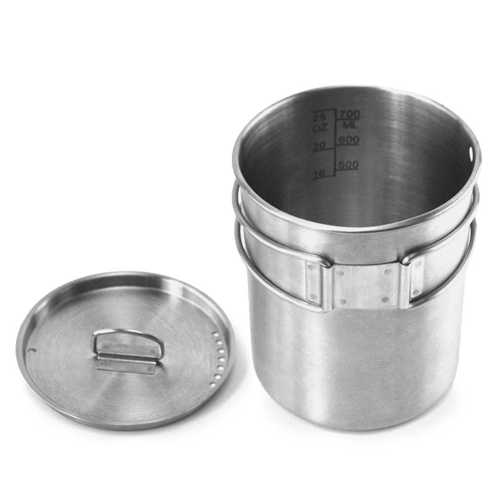 Outdoor Portable Stainless Steel Pot with Lid