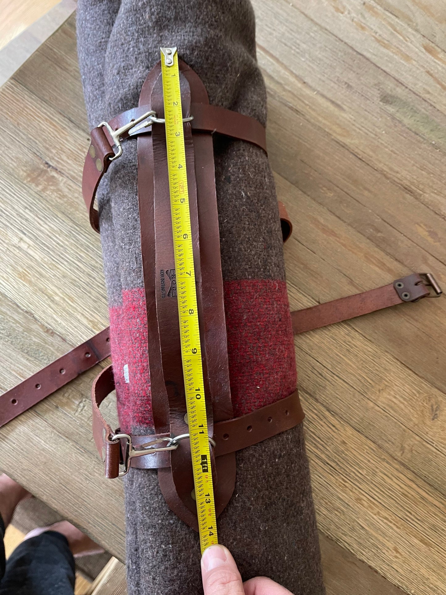 Full Grain Leather Blanket Carrier with straps and handle