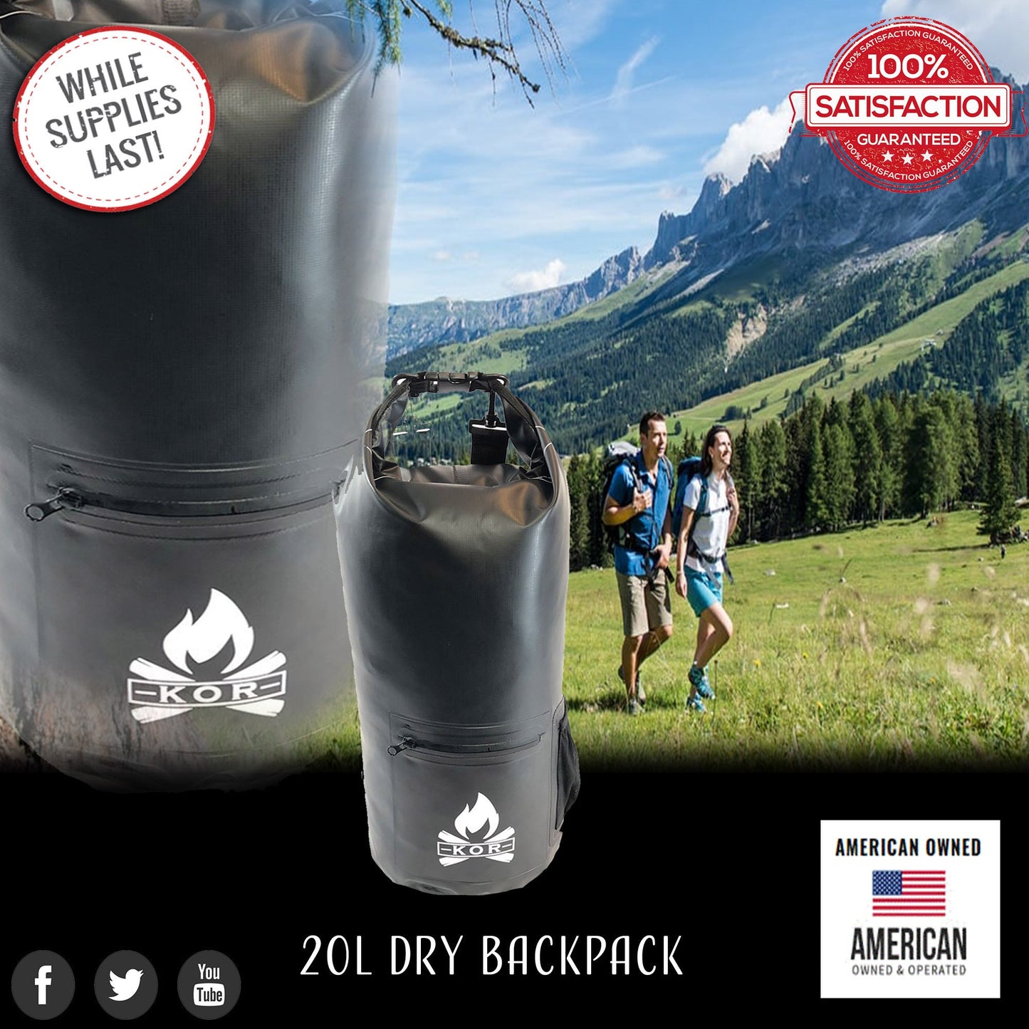 20 L Roll top Dry backpack