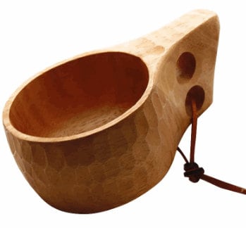 Large Kuksa 300ml Capacity Eco Hand Carved Wooden Camping Mug with Two Holes Handle