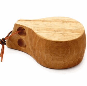 Large Kuksa 300ml Capacity Eco Hand Carved Wooden Camping Mug with Two Holes Handle