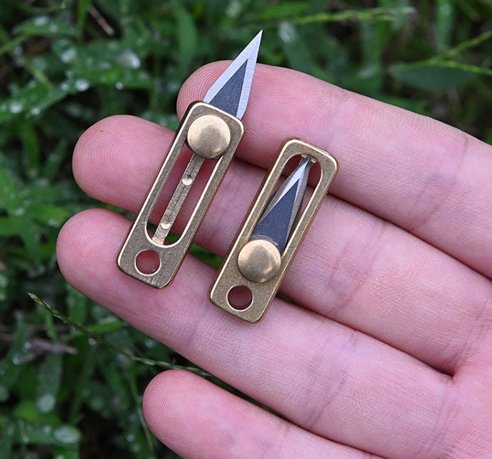 Titanium alloy keychain mini pocket knife on Brass ball chain necklace, every day carry, neck knife