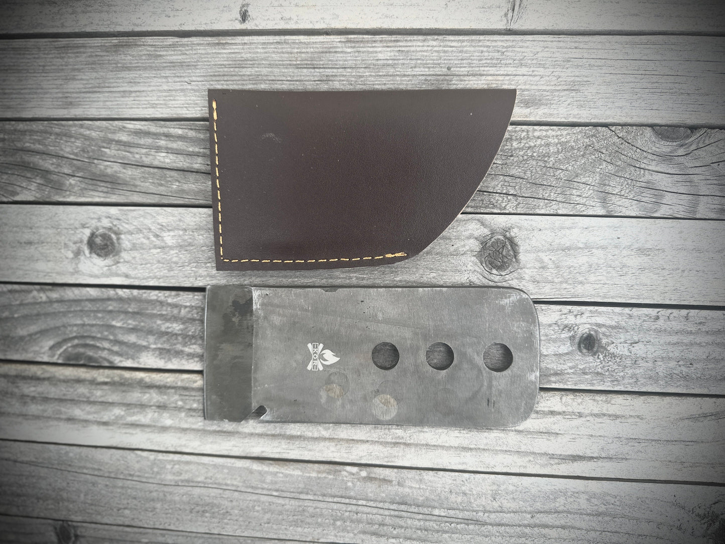 KOR Survival Axe head with leather Sheath (Paracord and wedges)