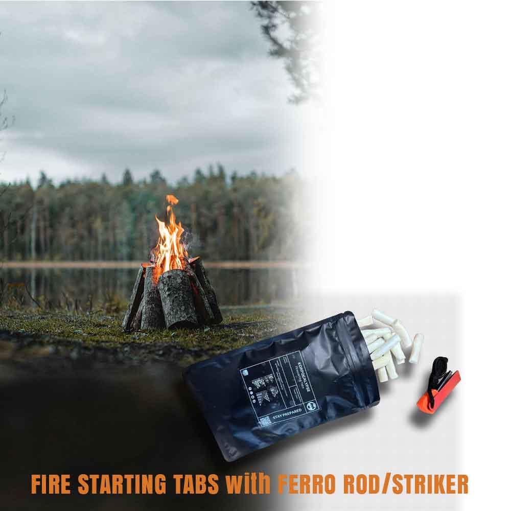 Fire staring tabs x 40 with ferro rod/striker
